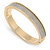 Gold Plated Silver Glitter Oval Hinge Bangle Bracelet - 18cm L - view 8