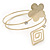Gold Tone Flower And Square Crystal Upper Arm/ Armlet Bracelet - 26cm L - view 2