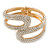 Clear Crystal Double Loop Hinged Bangle In Gold Plating - up to 20cm L - view 8