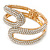 Clear Crystal Double Loop Hinged Bangle In Gold Plating - up to 20cm L - view 9