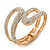 Clear Crystal Double Loop Hinged Bangle In Gold Plating - up to 20cm L - view 2