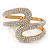 Clear Crystal Double Loop Hinged Bangle In Gold Plating - up to 20cm L - view 3