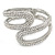 Clear Crystal Double Loop Hinged Bangle In Silver Plating - up to 20cm L - view 8