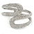 Clear Crystal Double Loop Hinged Bangle In Silver Plating - up to 20cm L - view 3