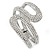 Clear Crystal Double Loop Hinged Bangle In Silver Plating - up to 20cm L - view 4