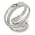 Clear Crystal Double Loop Hinged Bangle In Silver Plating - up to 20cm L - view 5