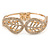 Gold Plated Clear Crystal Leaf Hinged Bangle Bracelet -  up to 19cm L - view 7