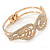 Gold Plated Clear Crystal Leaf Hinged Bangle Bracelet -  up to 19cm L - view 8