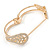 Gold Plated Clear Crystal Leaf Hinged Bangle Bracelet -  up to 19cm L - view 5