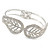 Silver Plated Clear Crystal Leaf Hinged Bangle Bracelet - up to 19cm L - view 6