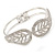 Silver Plated Clear Crystal Leaf Hinged Bangle Bracelet - up to 19cm L - view 7