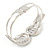 Silver Plated Clear Crystal Leaf Hinged Bangle Bracelet - up to 19cm L - view 3