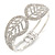 Silver Plated Clear Crystal Leaf Hinged Bangle Bracelet - up to 19cm L - view 5