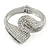 Clear Crystal Double Leaf Hinged Bangle In Silver Plating - up to 20cm L