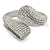 Clear Crystal Double Leaf Hinged Bangle In Silver Plating - up to 20cm L - view 2