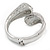 Clear Crystal Double Leaf Hinged Bangle In Silver Plating - up to 20cm L - view 3