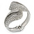 Clear Crystal Double Leaf Hinged Bangle In Silver Plating - up to 20cm L - view 4