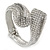 Clear Crystal Double Leaf Hinged Bangle In Silver Plating - up to 20cm L - view 6