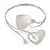 Silver Plated Hammered Double Heart Armlet Bangle - Adjustable - view 6