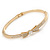 Gold Plated Clear Crystal Bow Bangle Bracelet - 18cm L - view 5