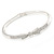 Rhodium Plated Clear Crystal Bow Bangle Bracelet - 18cm L - view 5