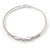 Rhodium Plated Clear Crystal Bow Bangle Bracelet - 18cm L - view 7