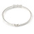 Rhodium Plated Clear Crystal Bow Bangle Bracelet - 18cm L - view 6