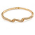 Delicate Clear Crystal Triple Leaf Bangle Bracelet In Gold Plating - 18cm L - view 5