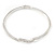 Delicate Clear Crystal Triple Leaf Bangle Bracelet In Rhodium Plating - 18cm L - view 7