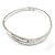 Clear Crystal  Bangle Bracelet In Rhodium Plated Metal - 18cm L - view 7