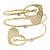 Gold Plated Hammered, Crystal Double Heart Armlet Bangle - 28cm L