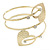 Gold Plated Hammered, Crystal Double Heart Armlet Bangle - 28cm L - view 6