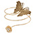 Vintage Inspired Hammered Butterfly & Flower Upper Arm, Armlet Bracelet In Gold Tone - 27cm Length - view 5