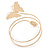 Vintage Inspired Hammered Butterfly & Flower Upper Arm, Armlet Bracelet In Gold Tone - 27cm Length - view 2
