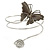Vintage Inspired Hammered Butterfly & Flower Upper Arm, Armlet Bracelet In Silver Tone - 27cm Length - view 6