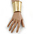 Egyptian Style Scratched Effect Wide Cuff Bangle Bracelet In Light Gold Tone Metal - Adjustable - view 2