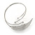 Hammered, Crystal Leaf Upper Arm, Armlet Bracelet In Silver Tone - Adjustable - view 3