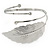 Hammered, Crystal Leaf Upper Arm, Armlet Bracelet In Silver Tone - Adjustable - view 7