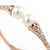 Delicate Crystal Simulated Glass Pearl Bead Hinged Bangle Bracelet In Rose Gold Tone - 18cm L - view 4