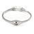Delicate Crystal Simulated Glass Pearl Bead Hinged Bangle Bracelet In Rhodium Plating - 18cm L - view 5