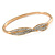 Exquisite Crystal Leaf Bangle Bracelet In Gold Tone Metal - 18cm L - view 6