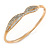 Exquisite Crystal Leaf Bangle Bracelet In Gold Tone Metal - 18cm L - view 2