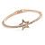 Delicate Crystal Star Bangle Bracelet In Rose Gold Tone Metal - 18cm L - view 5