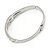 Delicate Austrian Crystal Buckle Bangle Bracelet In Rhodium Plated Metal - 18cm L - view 6