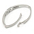 Delicate Austrian Crystal Buckle Bangle Bracelet In Rhodium Plated Metal - 18cm L - view 3