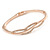 Delicate Clear Crystal Curved Bangle Bracelet In Rose Gold Tone Metal - 18cm L - view 3