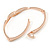 Delicate Clear Crystal Curved Bangle Bracelet In Rose Gold Tone Metal - 18cm L - view 7