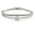 Delicate Rhodium Plated Cz, Clear Crystal Bangle Bracelet - 18cm L - view 6