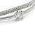 Delicate Rhodium Plated Cz, Clear Crystal Bangle Bracelet - 18cm L - view 2