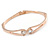 Delicate Double Loop CZ Bangle Bracelet In Rose Gold Tone Metal - 17cm L (For Small Wrists) - view 6